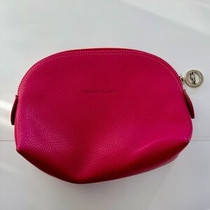 Longchamp Pink leather cosmetic bag pouch